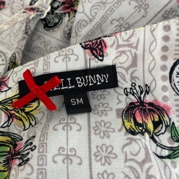 Hell Bunny Skeleton Floral Printed Pin-up Mini Dress Small - Picture 5 of 8